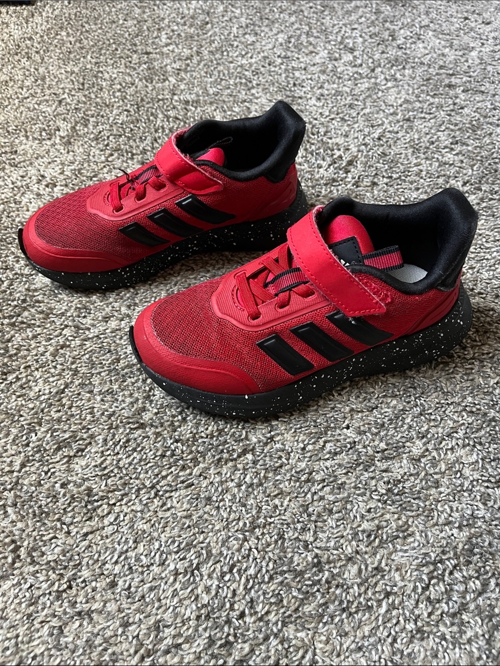 adidas Kids Red Sneakers with Black Accents